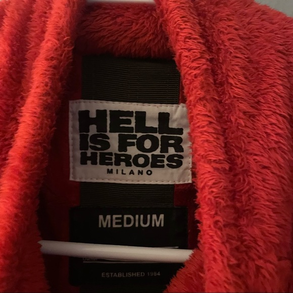 HELL IS FOR HEROES Red Full Zip Fleece Jacket - Picture 6 of 7